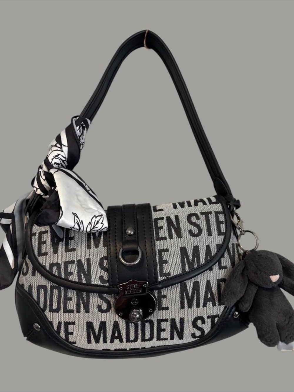Steve Madden Black & White Logo Shoulder Bag